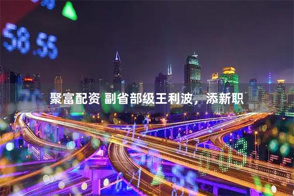 聚富配资 副省部级王利波，添新职